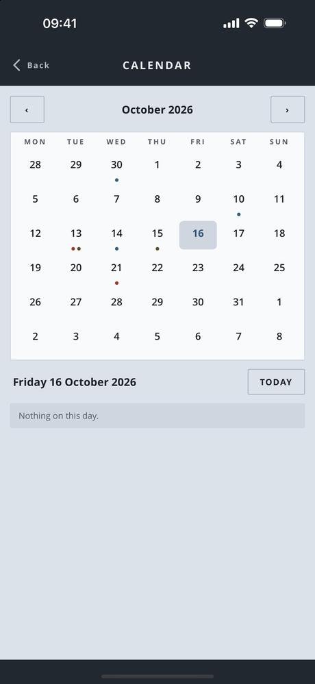 The calendar in Car Portfolio