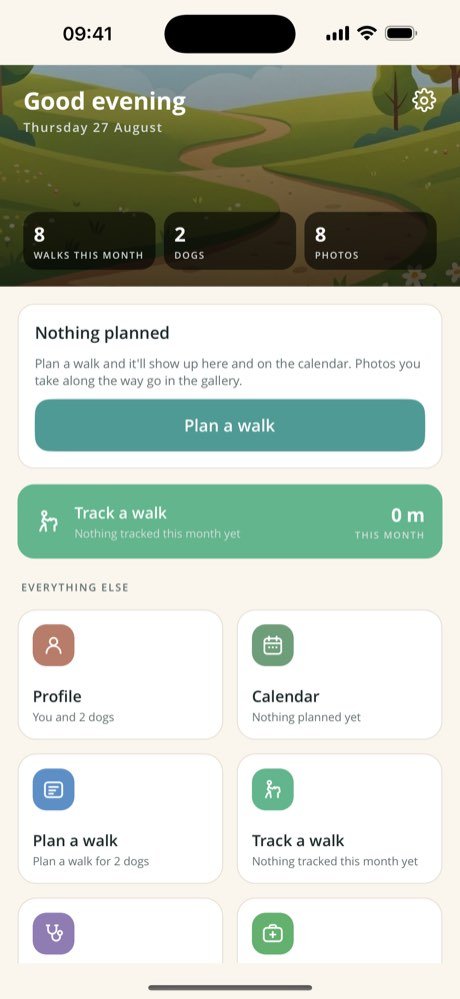 Dog Walker, home screen