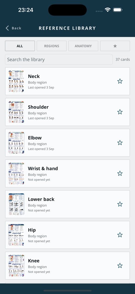 The reference library in Physio Student