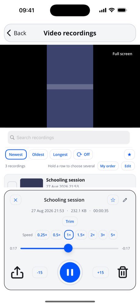 Video playing above the recordings list