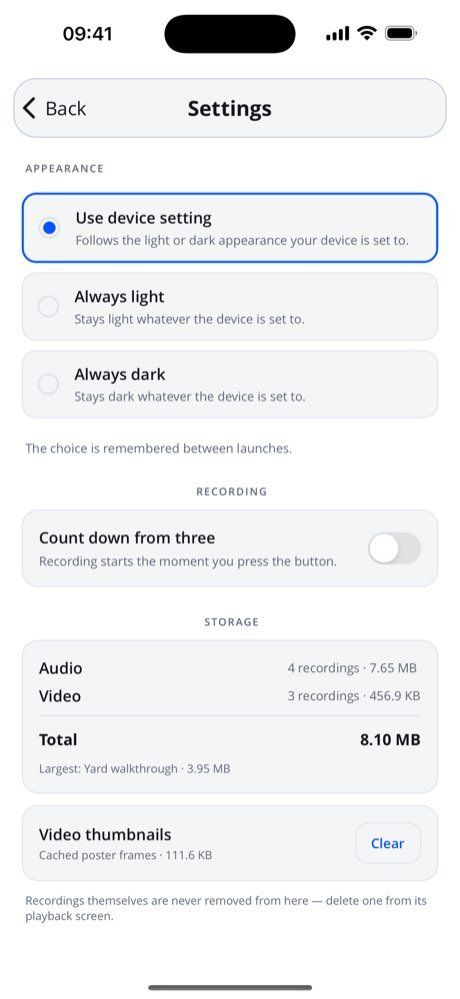 Settings screen showing appearance options