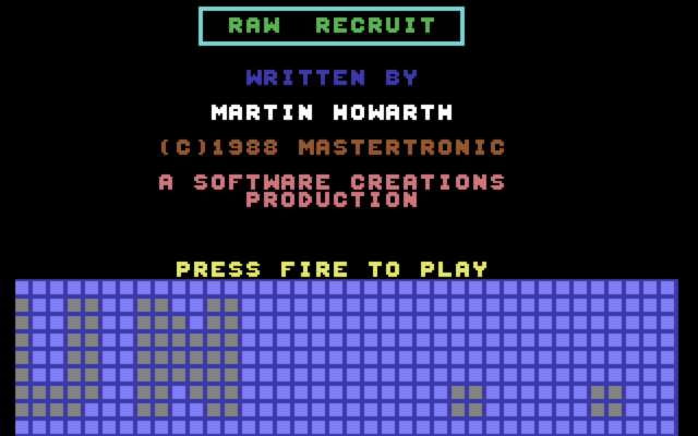 Raw Recruit on the Commodore 64, screenshot 1